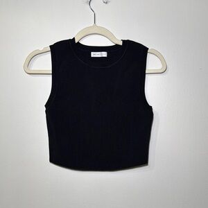GREY LAB Black Fitted Sleeveless tank top Tee